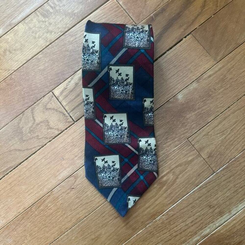 Vintage Outdoors Hunting Dog Duck Plaid Silk Bob Timberlake L